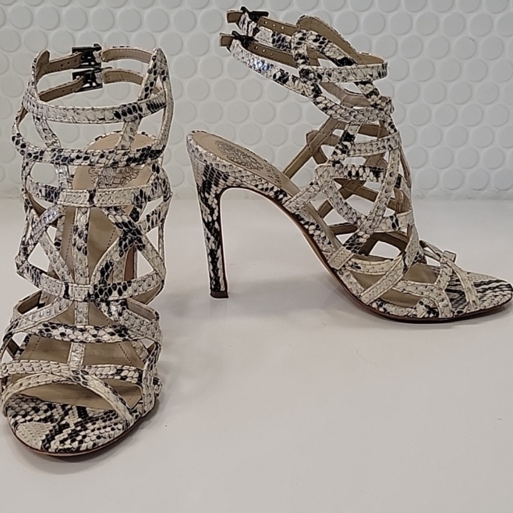 Vince Camuto Elegant Snakeskin Strappy Heels